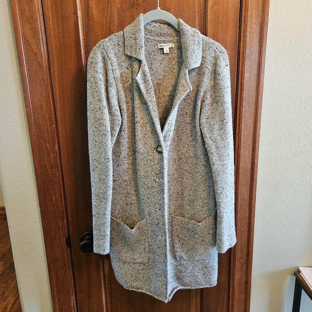 Gray Longline Cardigan / Shacket with Pockets J Crew Mercantile Size S